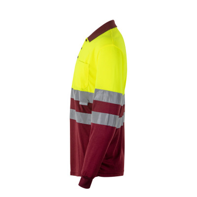 VL VULCAN. Polo bicolor bird-eye (160g/m²) de manga comprida, em poliéster (100)